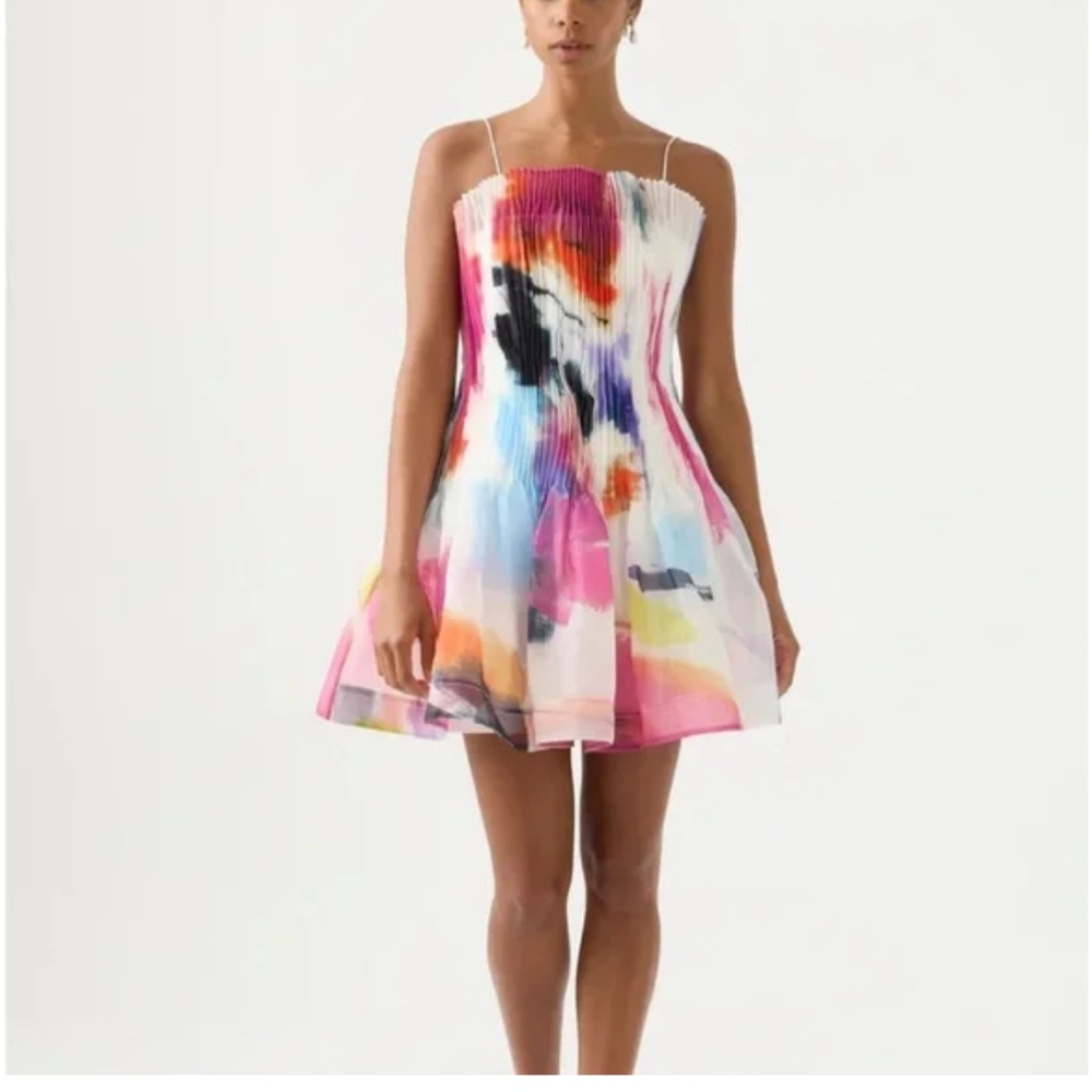 AJE celestial pleated mini dress in size 8